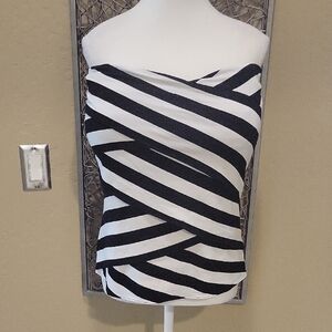 White House Black Market Black And White Striped Tube Top